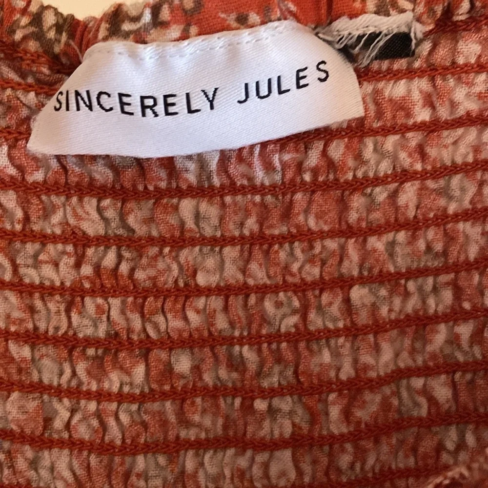 Sincerely Jules Women’s Orange Floral Smocked Midi Dress With Slits Size Small